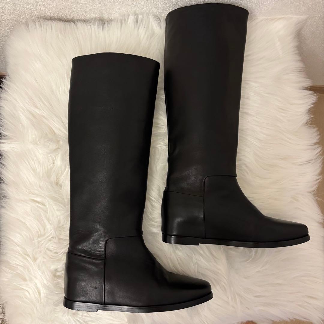 美品REMME レメ ロングブーツ ローヒール 別注 本革 36 黒