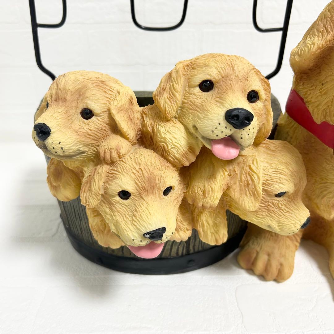 陶器製　ゴールデンレトリバー親子のスリッパラック