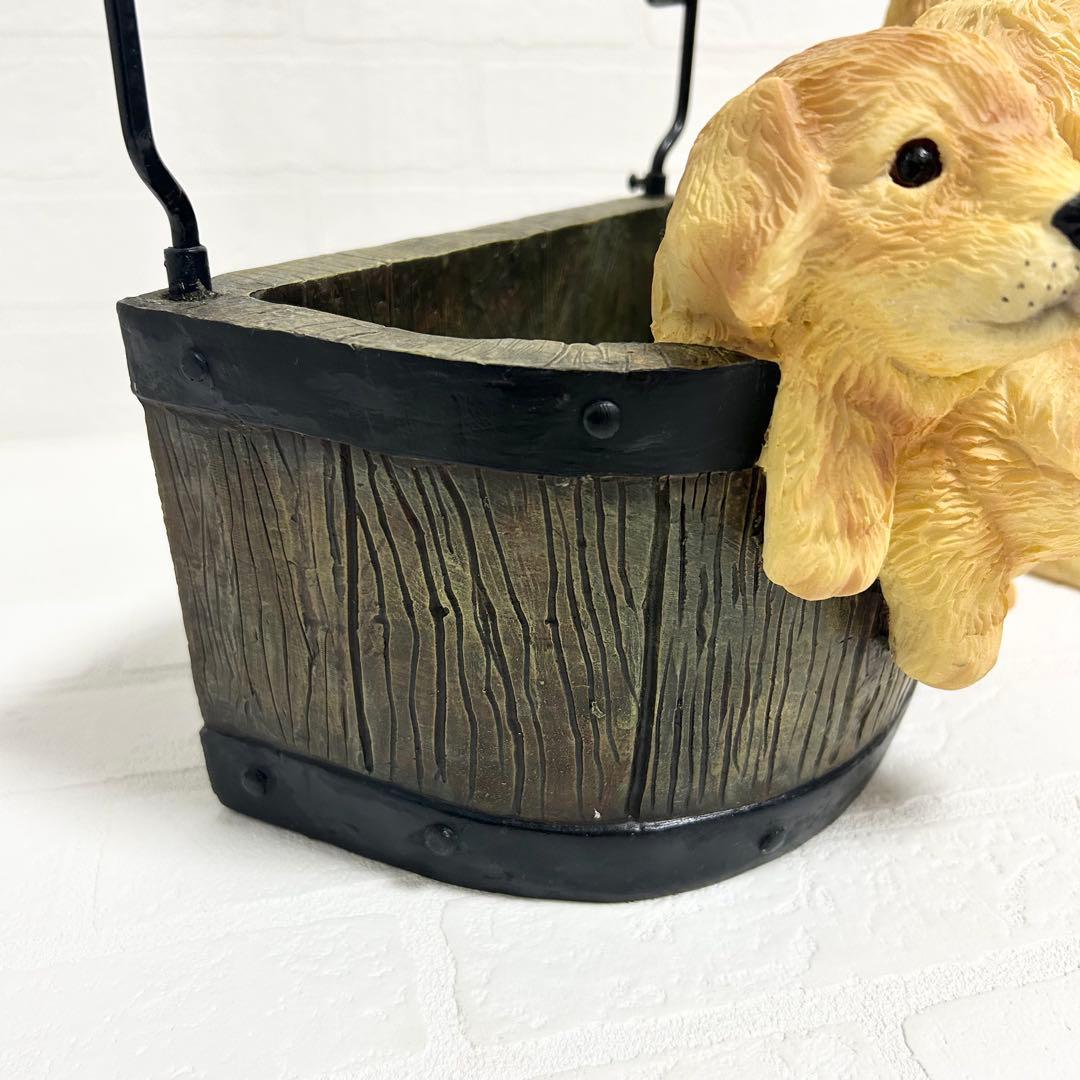 陶器製　ゴールデンレトリバー親子のスリッパラック