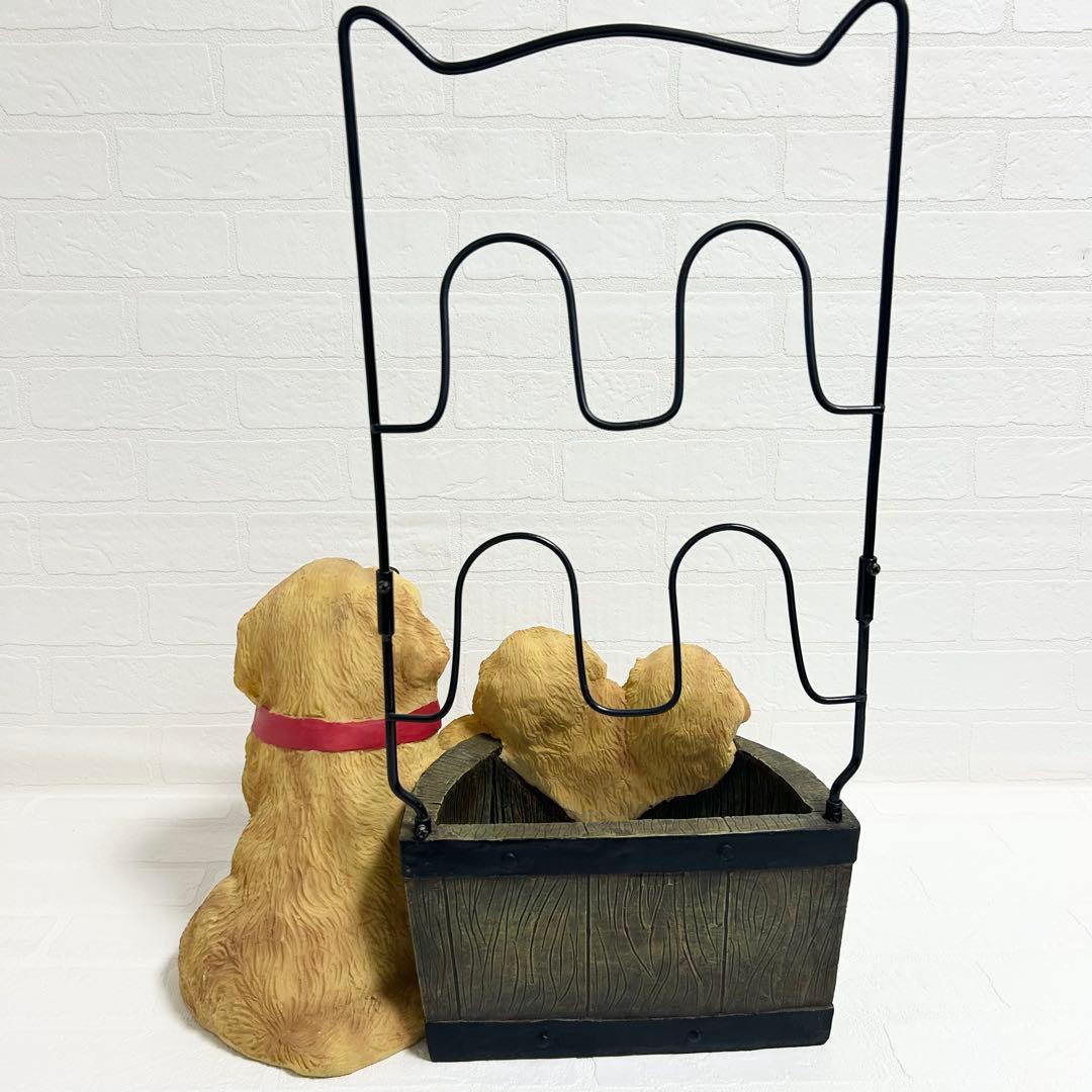 陶器製　ゴールデンレトリバー親子のスリッパラック