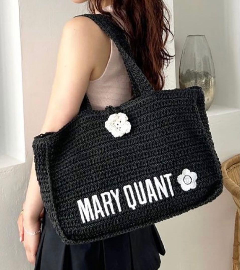 LILY BROWN×MARY QUANTロゴ刺繍カゴバッグ BLK