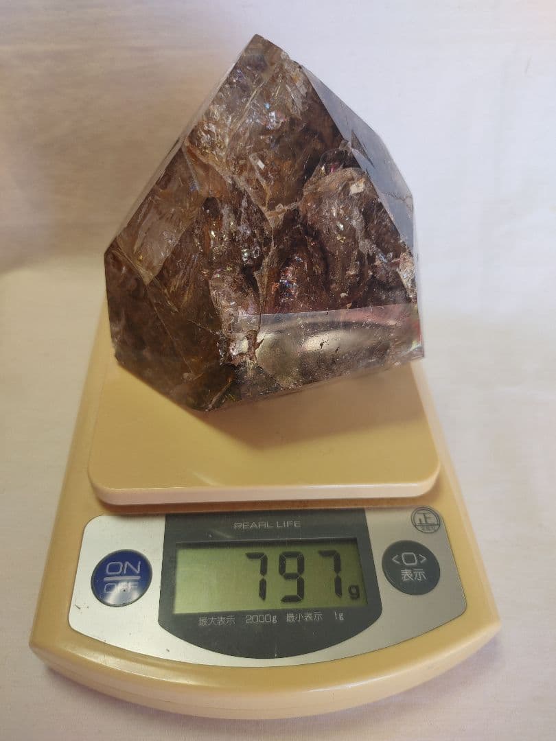 ブラジル産 スモーキーエレスチャル水晶 ジャカレー水晶 原石 797g
