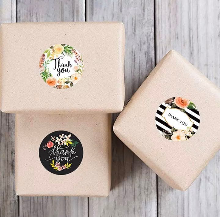 サンキューシールI  6種類 200枚　花柄　フェザー　thank you
