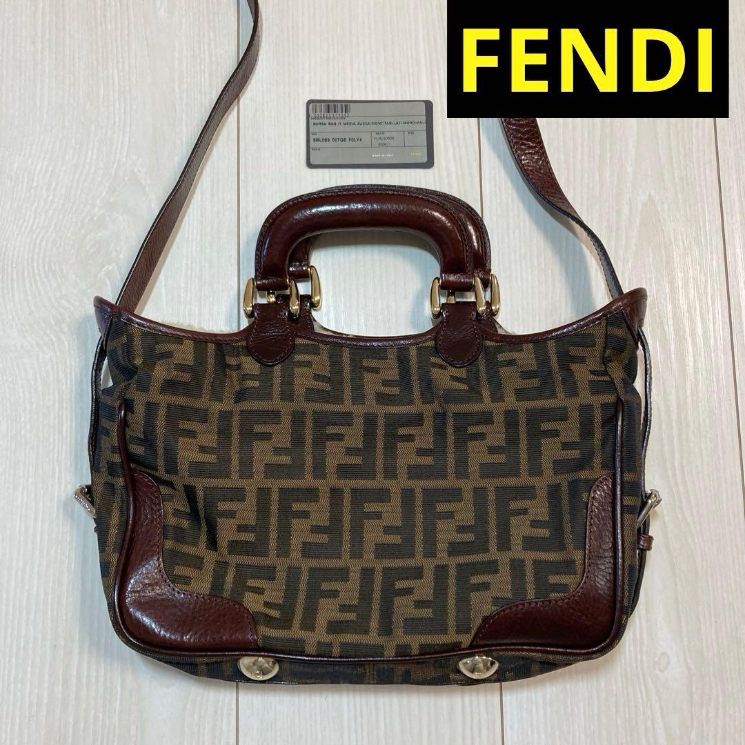 FENDI フェンディ バッグ ズッカ ムートン ショルダー 斜め掛け2WAY