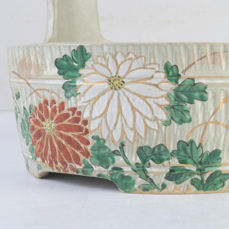 茶道具　陶斉作　色絵　花草文　手桶鉢　N　9817