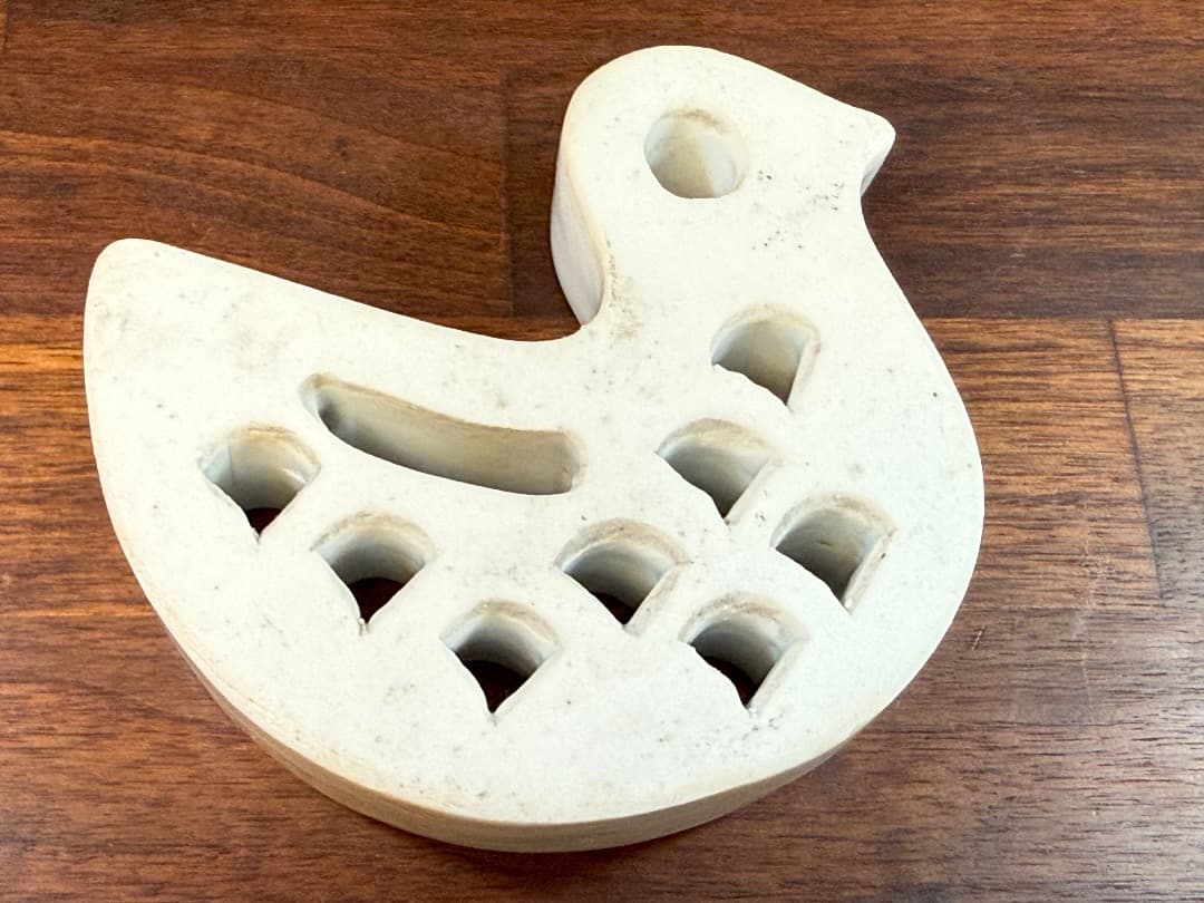 【戦前ヴィンテージ】鳥型 白磁の花留め 置物