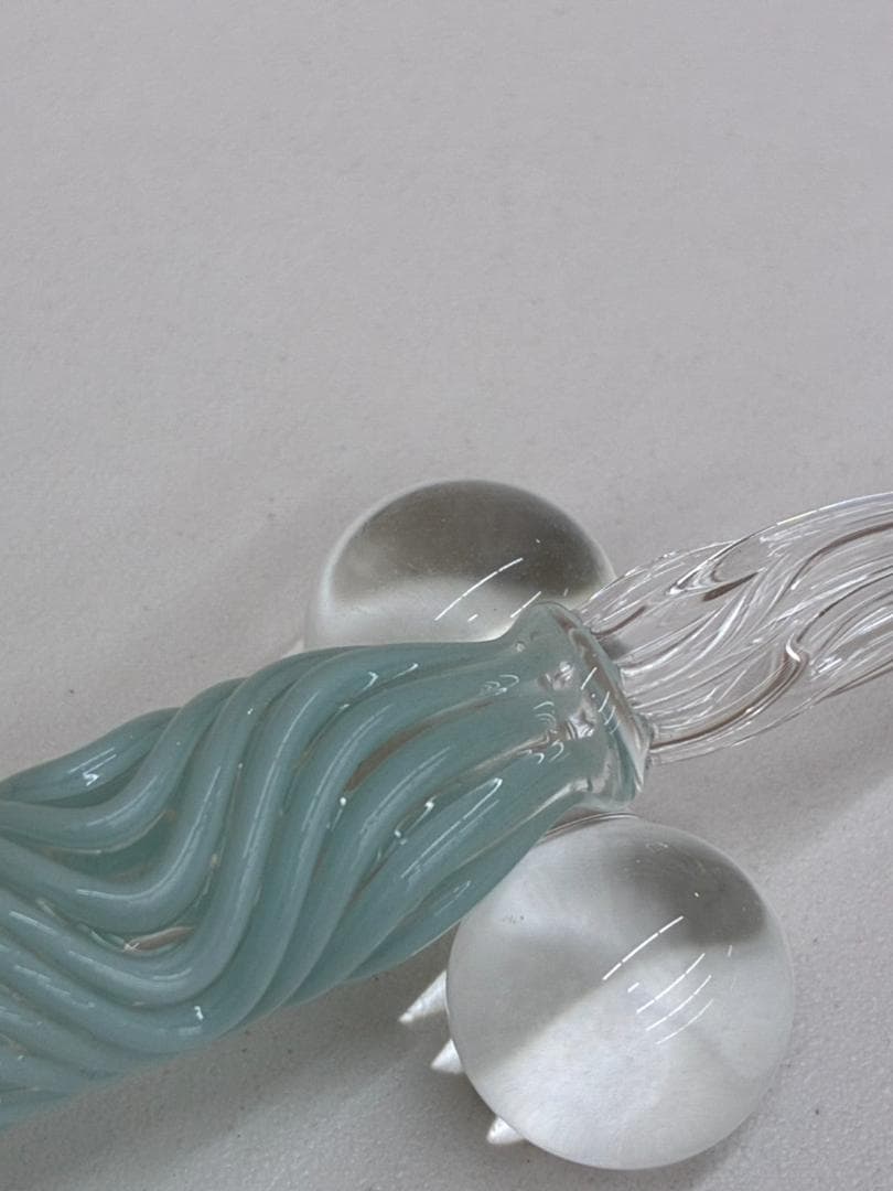 ❥道1652HASE硝子工房 ガラスペン 水色　流水　ショート