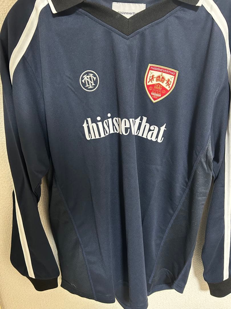 thisisneverthat ネイビー 長袖ポロシャツ S