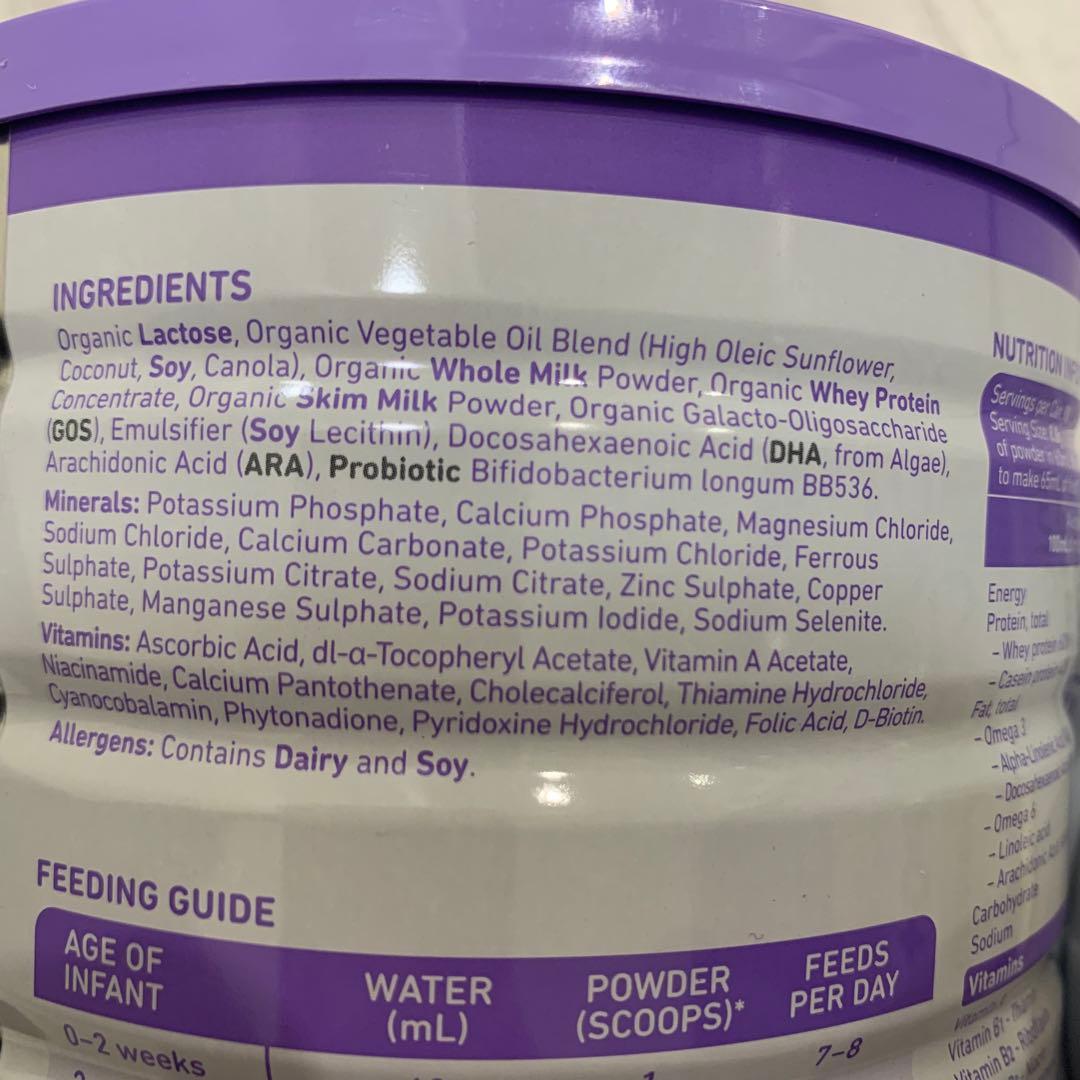 bubs organicバブズバブス粉ミルク800gステップ1(0〜6ヶ月)×2