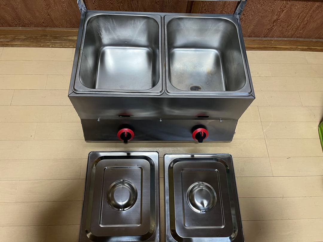 業務用2口卓上ガスフライヤー　2槽式　LPガス　油量10L×2 厨房機器