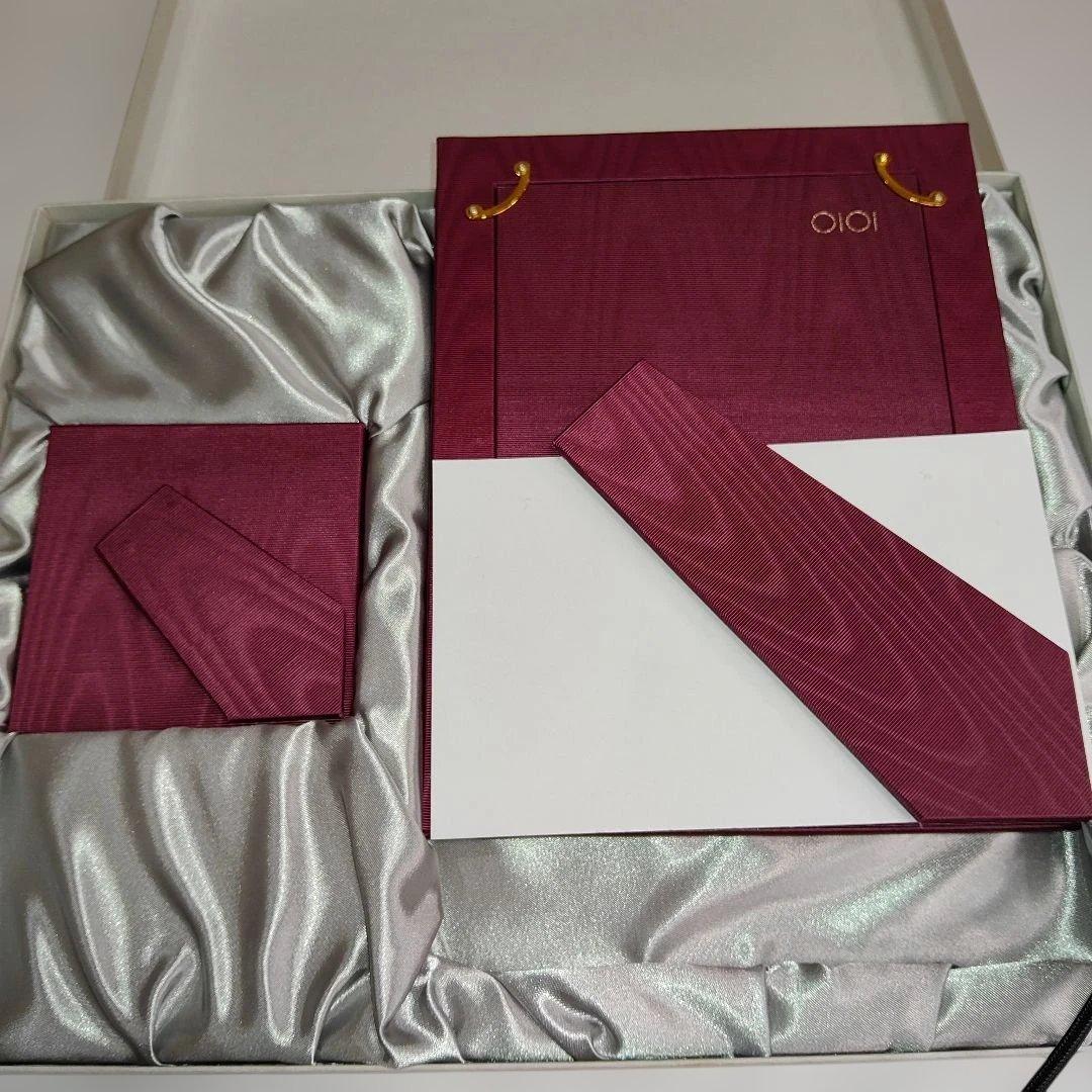 未使用品　WAKO アナログ時計とワインカラー革フォトフレームセット　動作確認済