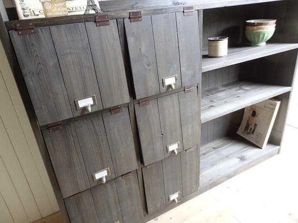 サイズオーダー可！超ワイド6枚パタパタキャビネットエスプレッソ受注製作