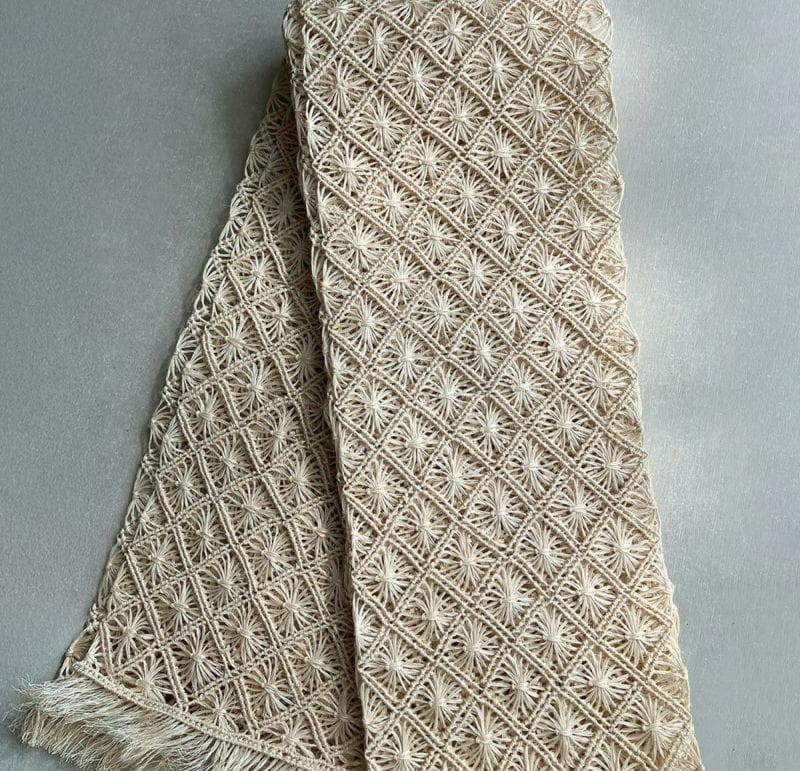 週末限定SALE 2025 誉田屋源兵衛　半幅帯芭蕉通風段文/生成色　アパカ新品