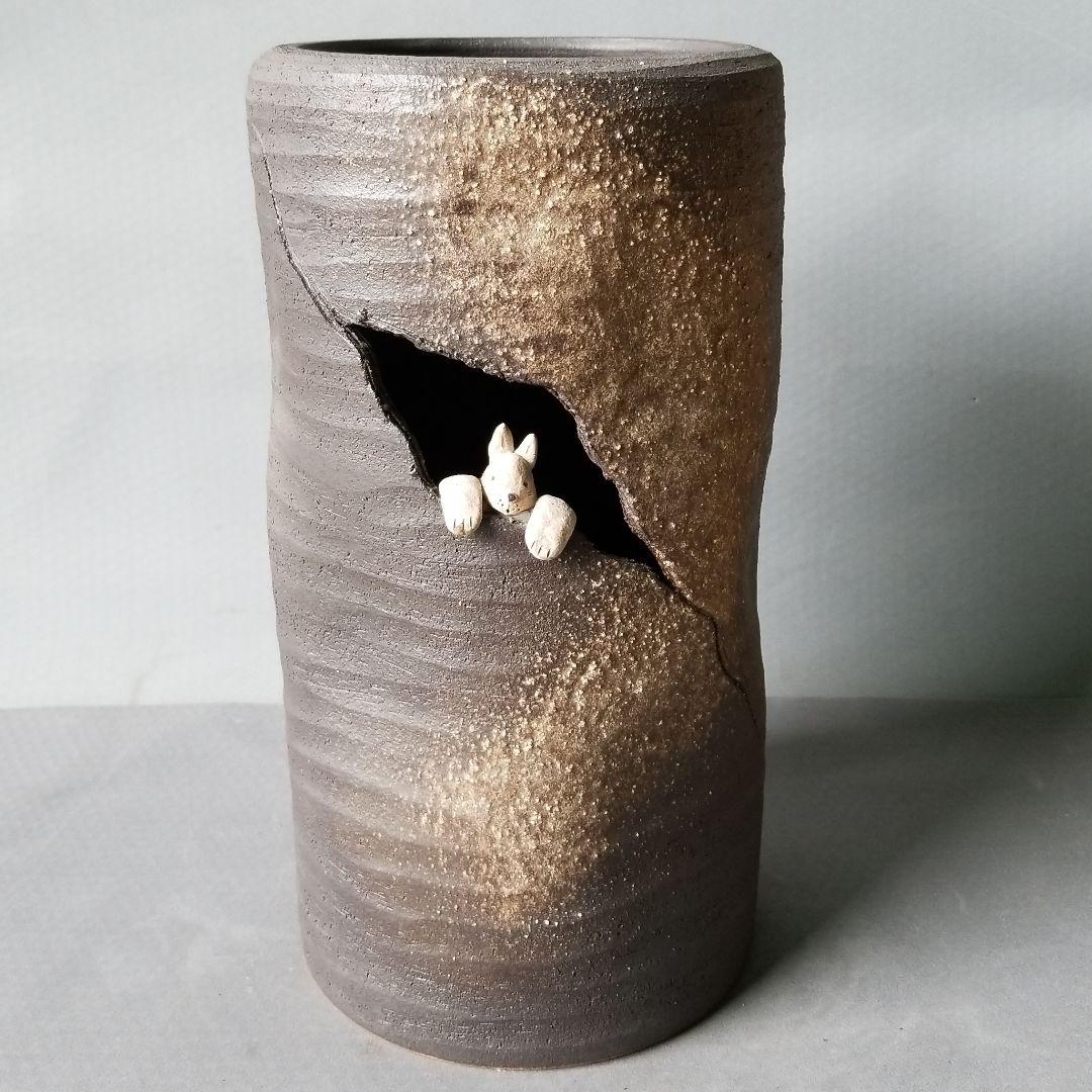 信楽焼 傘立て うさぎ 高さ４２cm