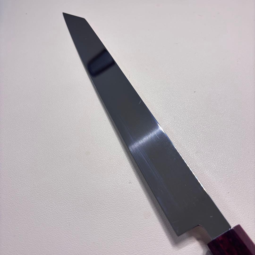 270mm 切付柳刃包丁 鏡面　紫檀八角柄 刺身包丁 「全鋼」'.