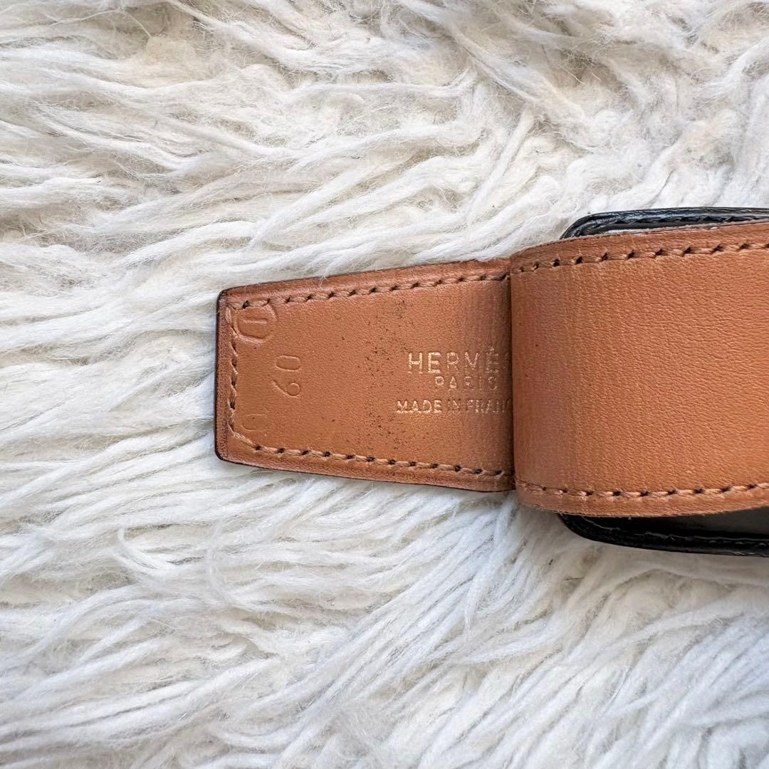 HERMES 馬車ロゴ レディース　ゴールド金具 刻印 仏製 ベルト　60