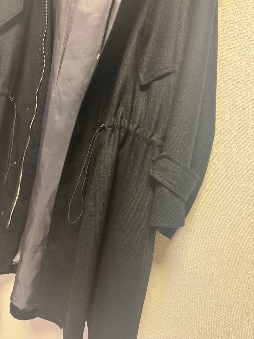 IENAイエナ ウーステッドフランネルモッズコート　モッズコート　ブラック