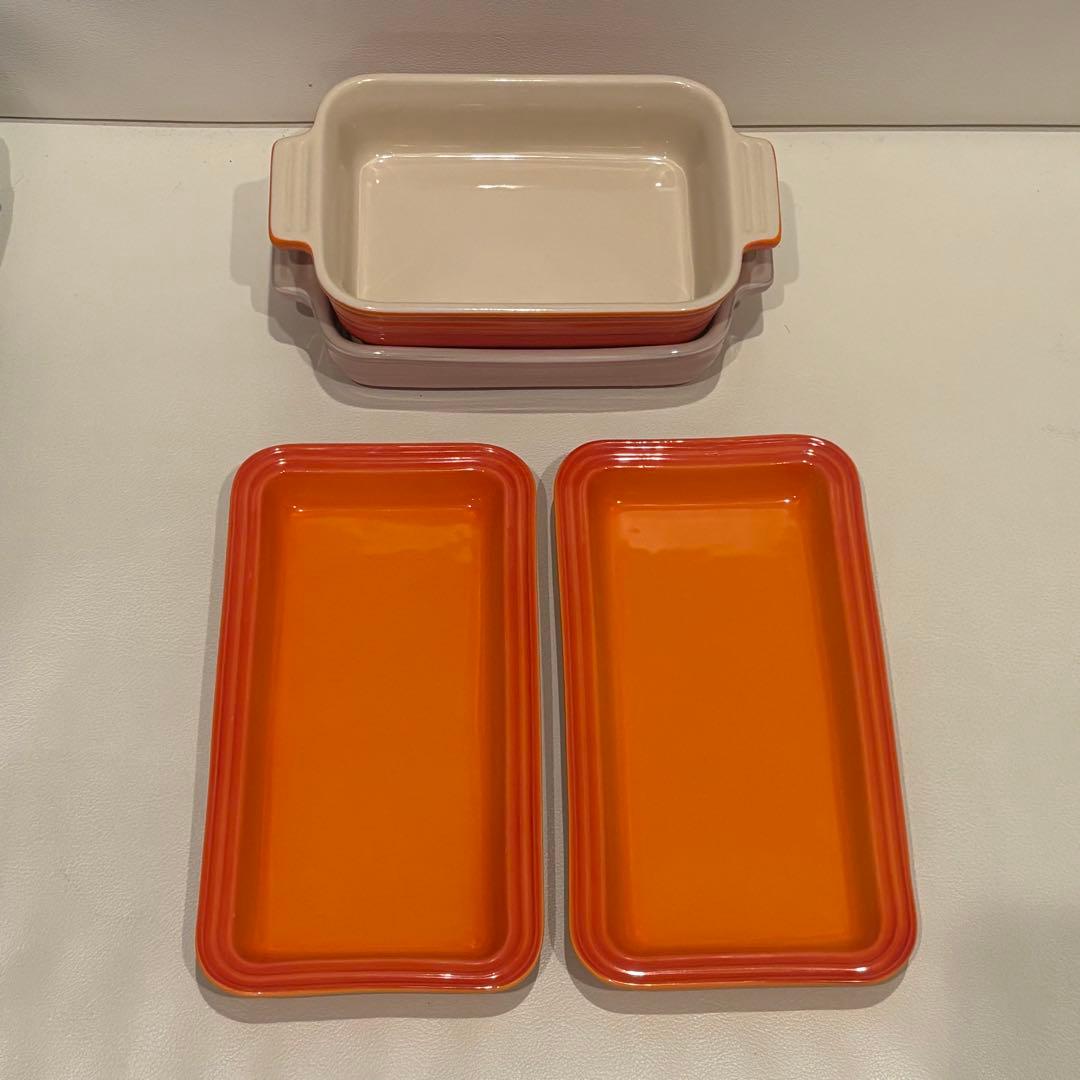 LE CREUSET レジェ・レクタンギュラー・プレート/グラタン皿 各2枚