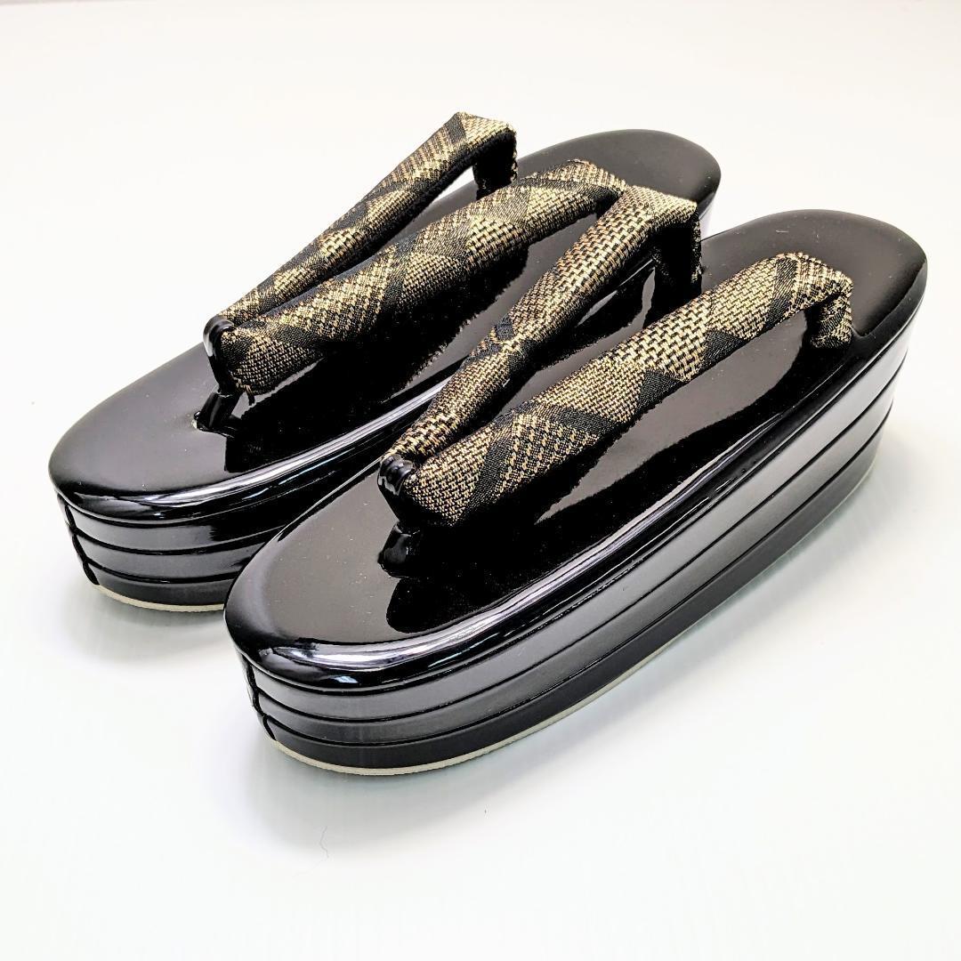 和装 草履バッグセット 帯地 黒×金 3枚芯 フリーサイズ k15-17