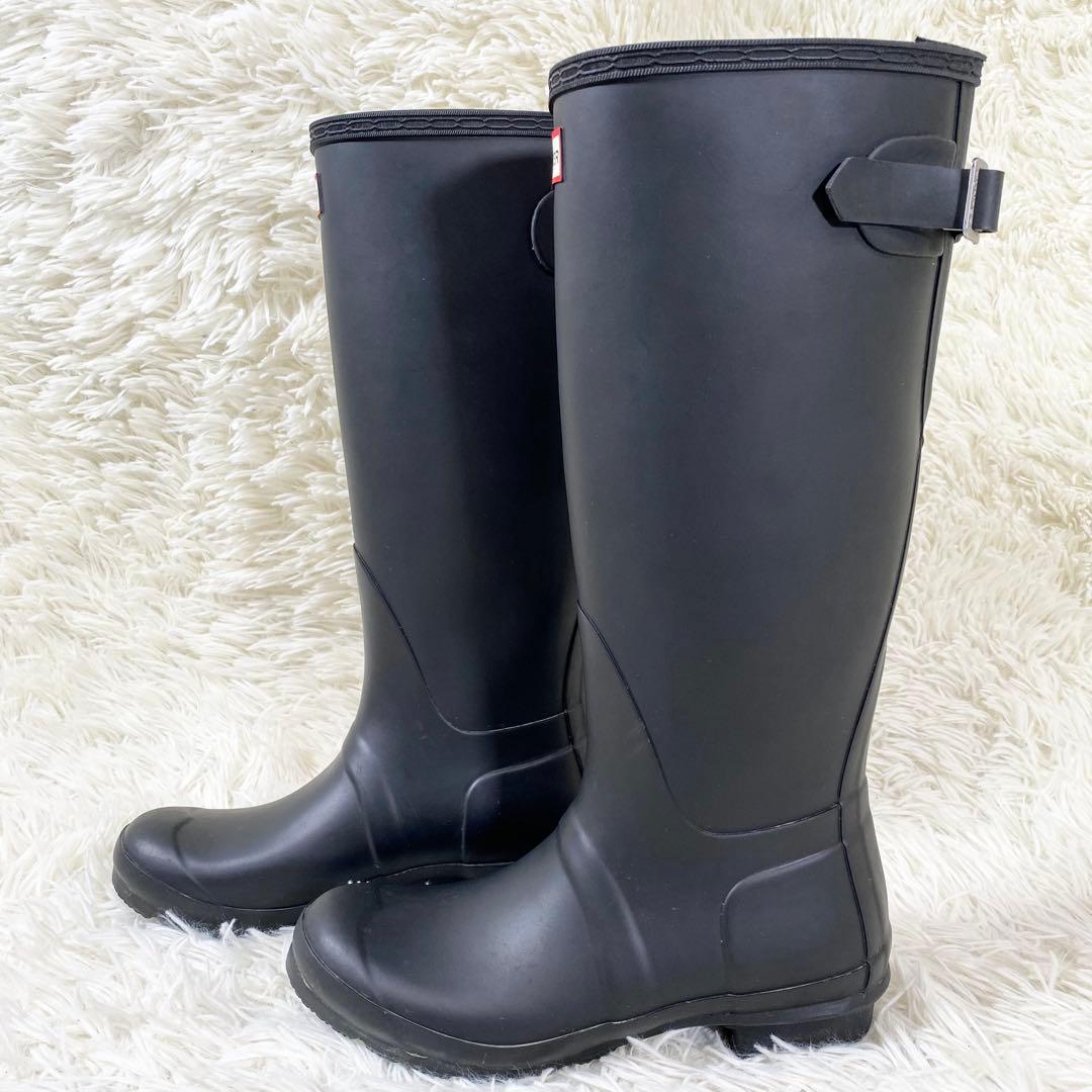 美品　HUNTER ハンター　レインブーツ　ロングブーツ　シューズ　雨　長靴　黒