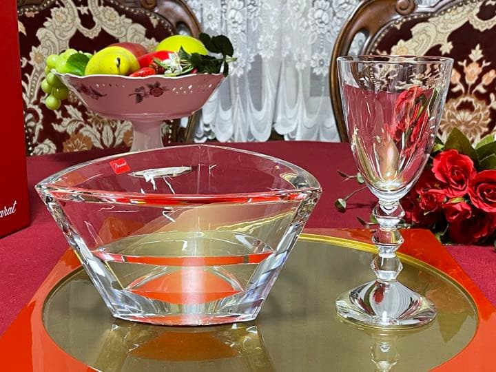 バカラ　カレイドスコープ　サラダボウル　レッド　未使用美品　箱付き