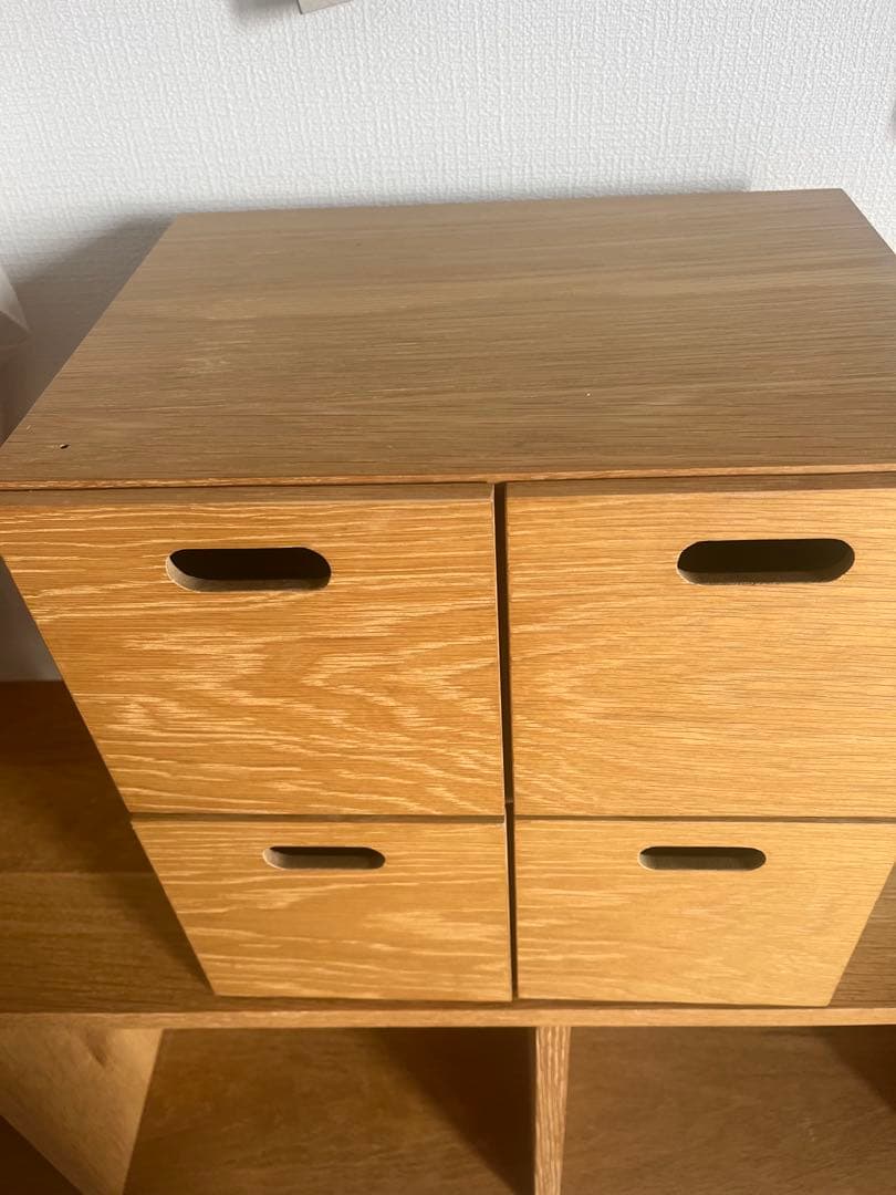 無印良品　スタッキングシェルフ 2段×4列、引き出しチェストセット（オーク材）