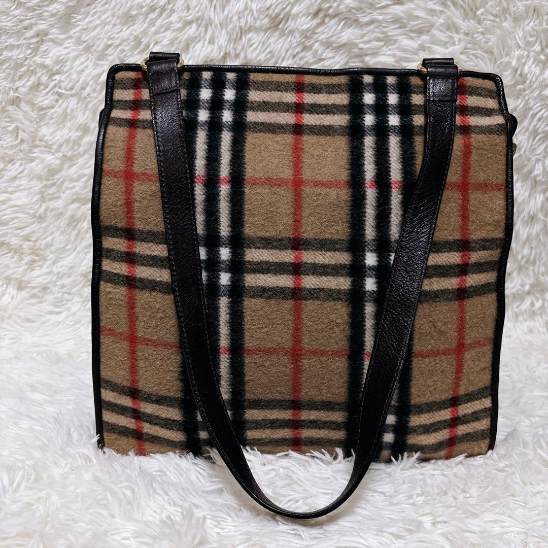 【超希少】Burberry カシミヤ ノバチェック柄 ショルダーバッグ