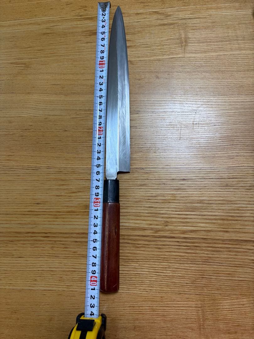 高級柳刃包丁 木製ハンドル 刀刃約27cm 合羽—