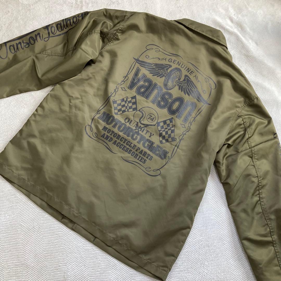 VANSON MOTOBLUEZ別注 ナイロンコーチジャケット オリーブ