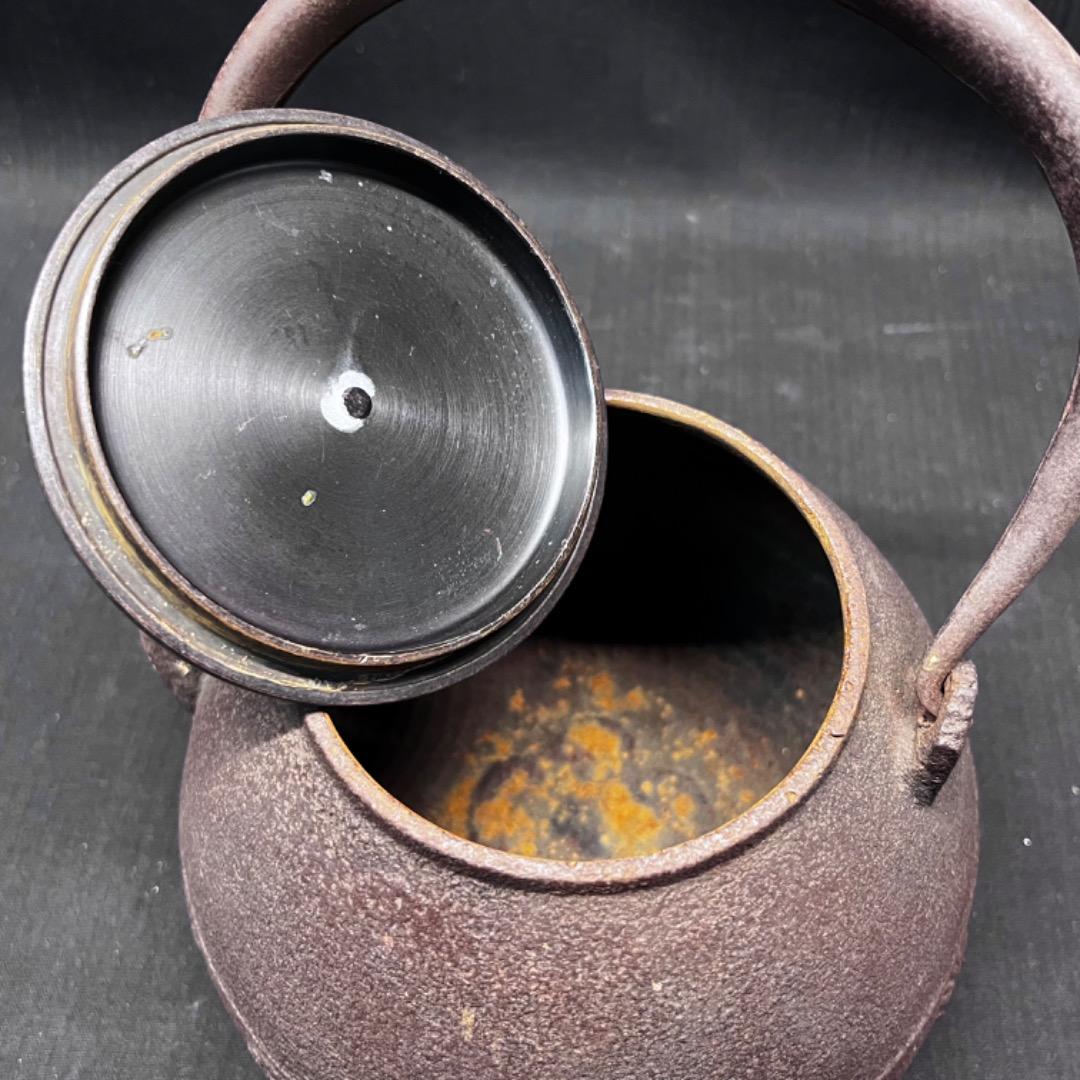 ▽②143 鉄瓶 班紫銅蓋 煎茶道具