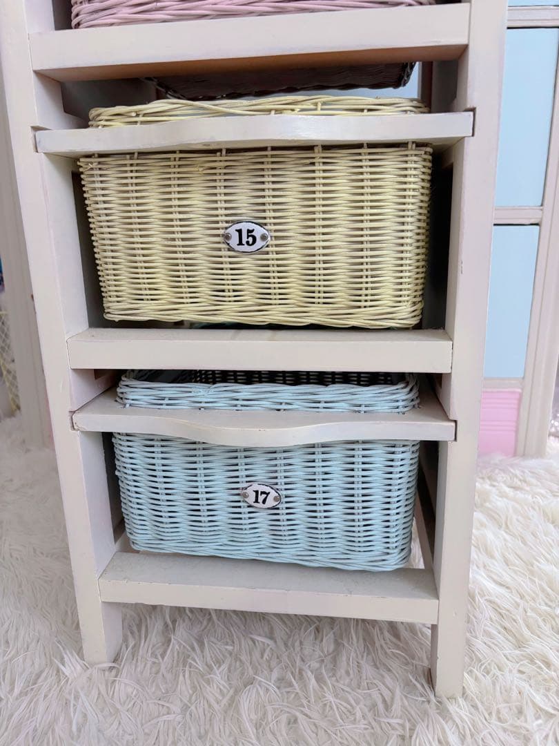 ヴィンテージ　3段ラック　ウィッカー　ラタン家具