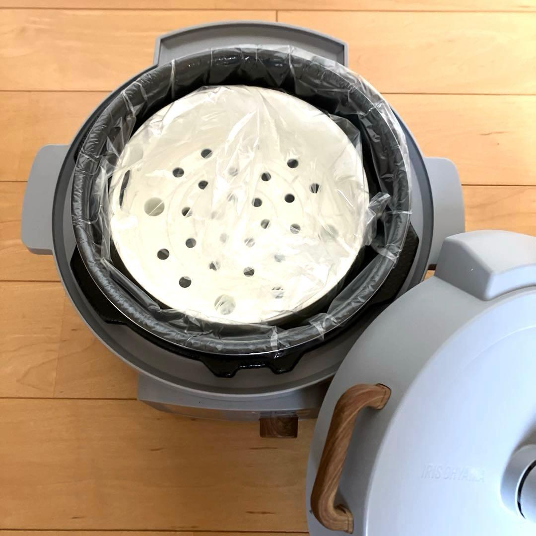 【開封未使用】アイリスオーヤマ 電気圧力鍋 KPC-MA3-H 3Lグレー木目調