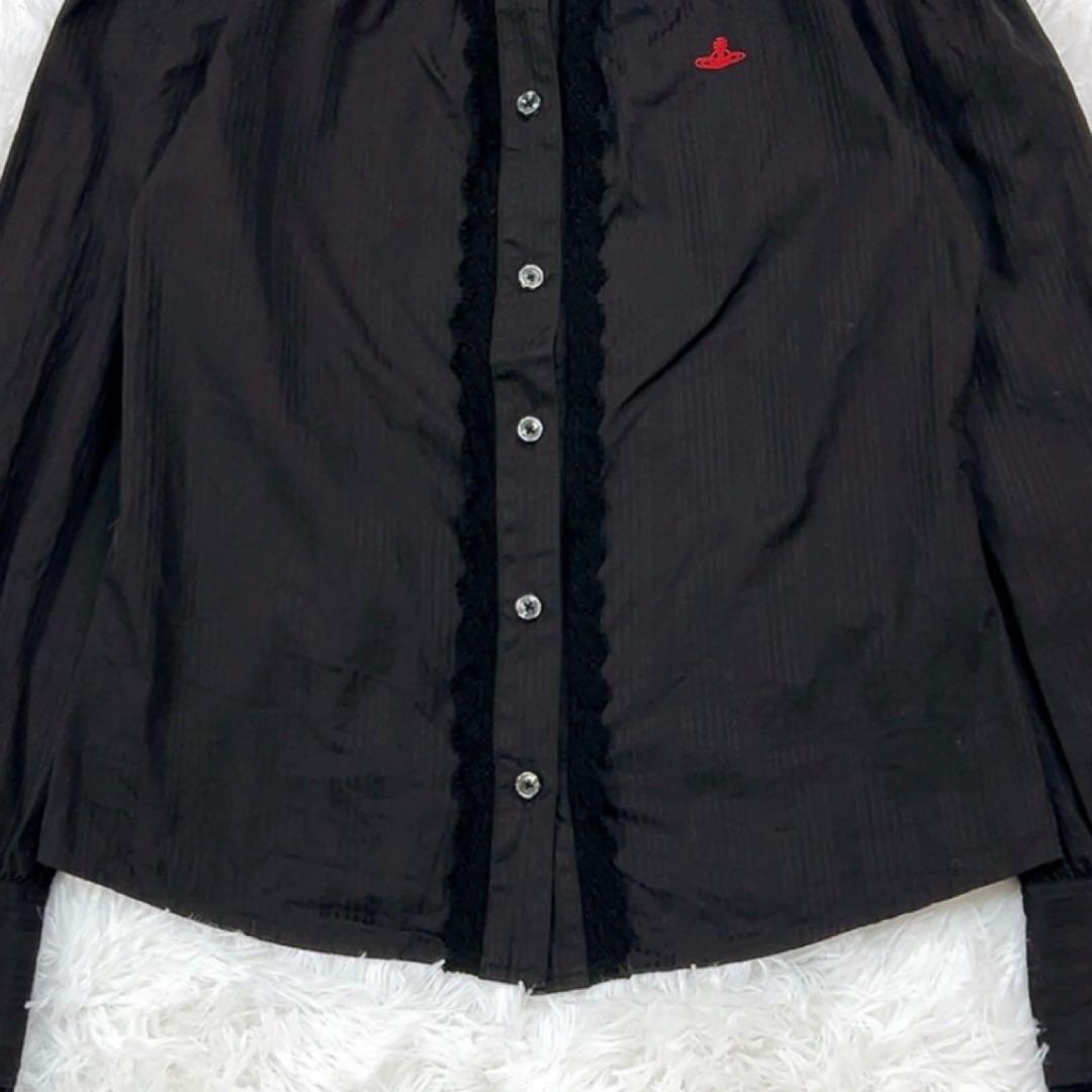 ヴィヴィアンウエストウッド ブラウス レース オーブ ロゴ刺繍 38 ブラック