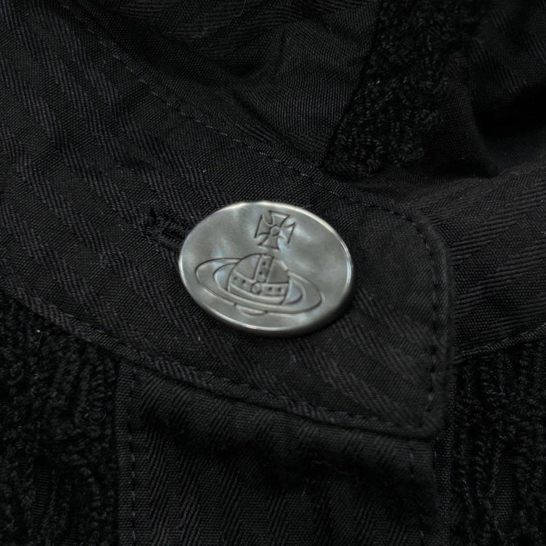 ヴィヴィアンウエストウッド ブラウス レース オーブ ロゴ刺繍 38 ブラック