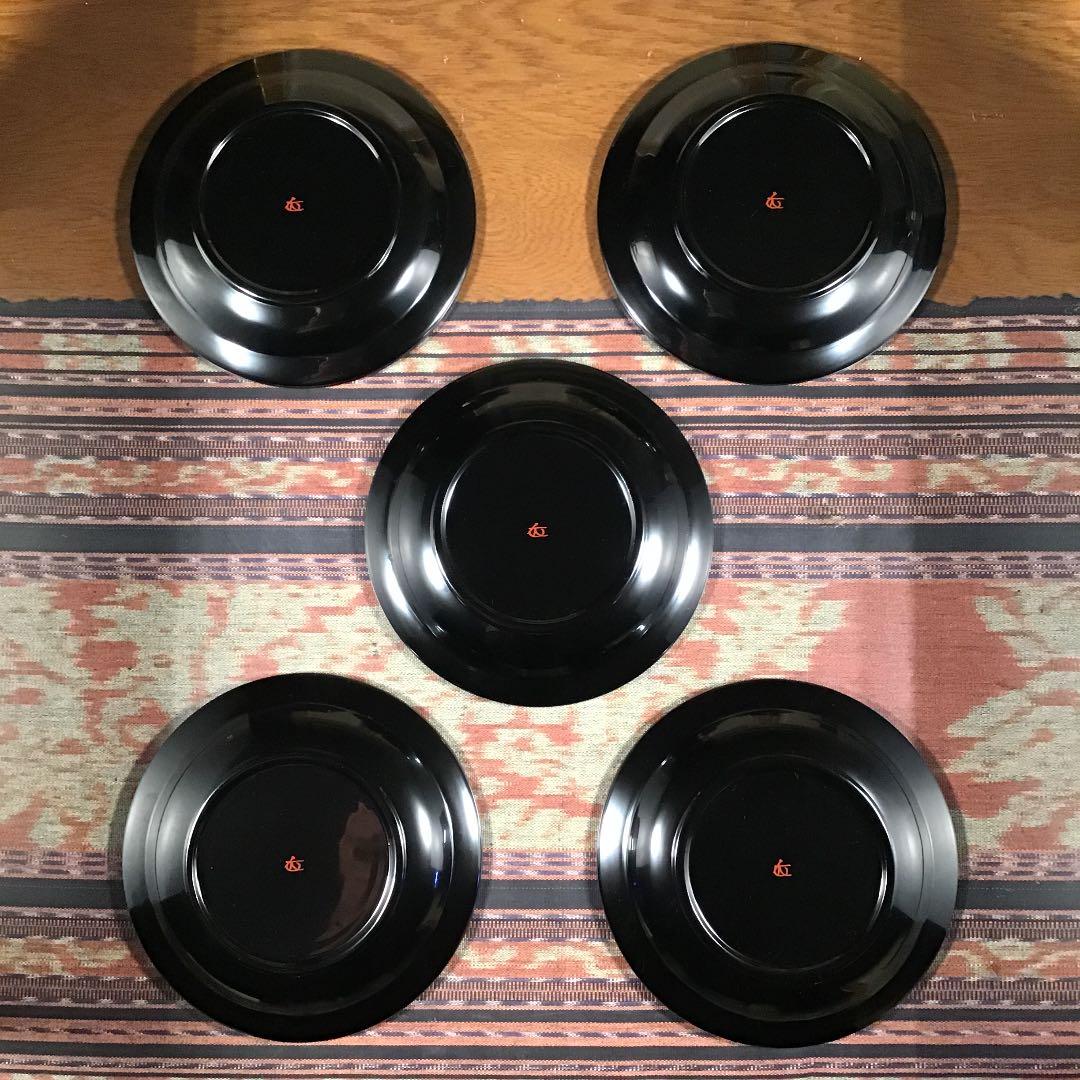 『フォロうー特価』　秀衡塗　翁知屋　(おおちや)　『翁皿』　大きめ　中皿　5枚