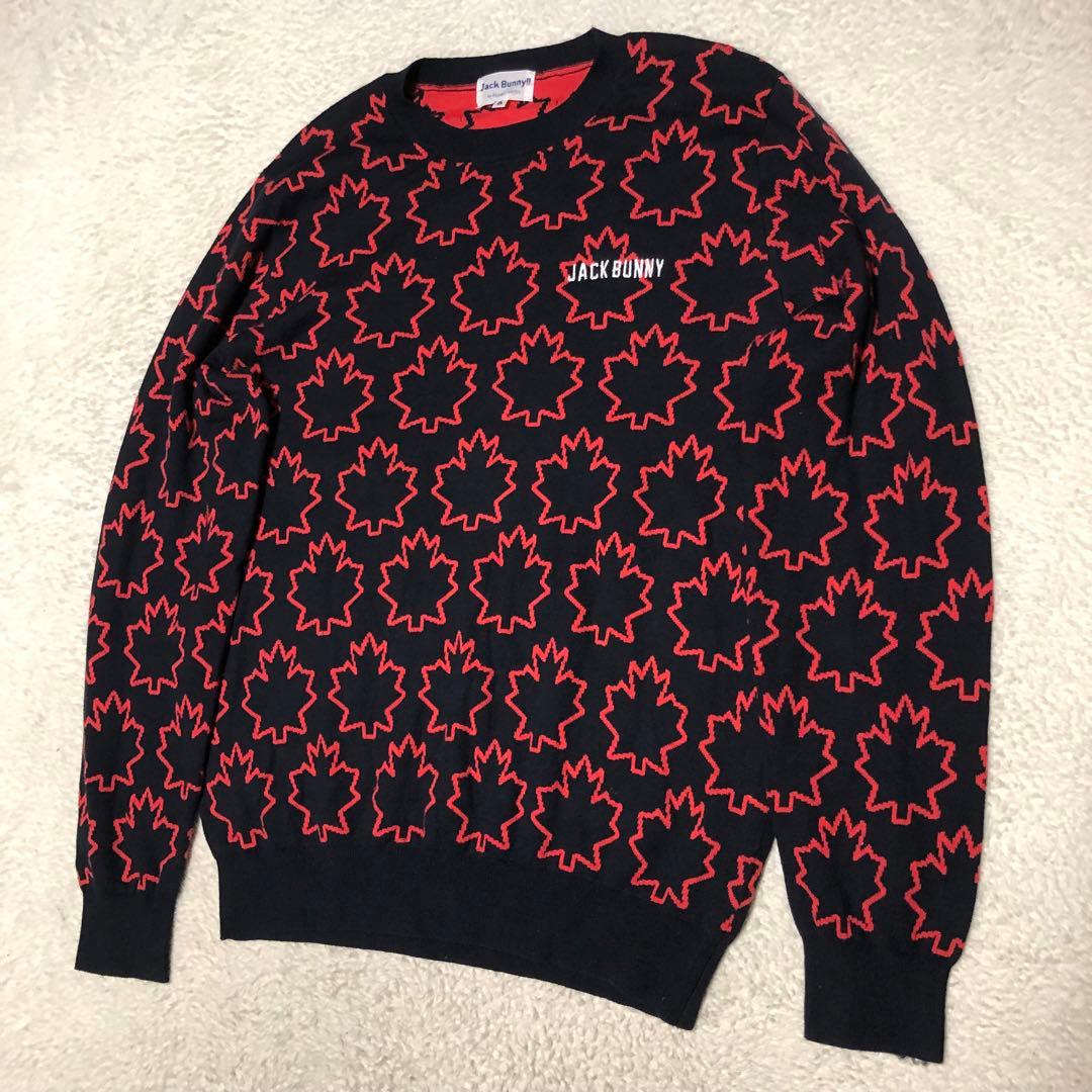 美品　ジャックバニー　パーリーゲイツ　ゴルフ　セーター　メイプル総柄　6（XL）