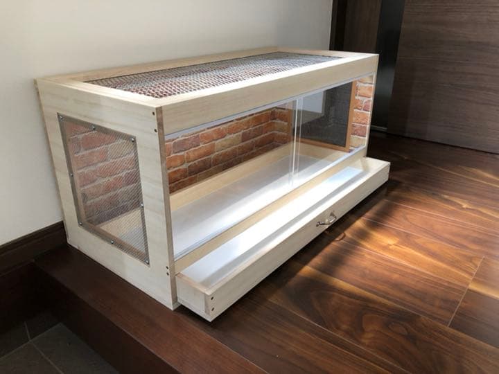 新品未使用　木製ケージ　ハリネズミ　ハムスター　小動物　引出し付　カスタムベース