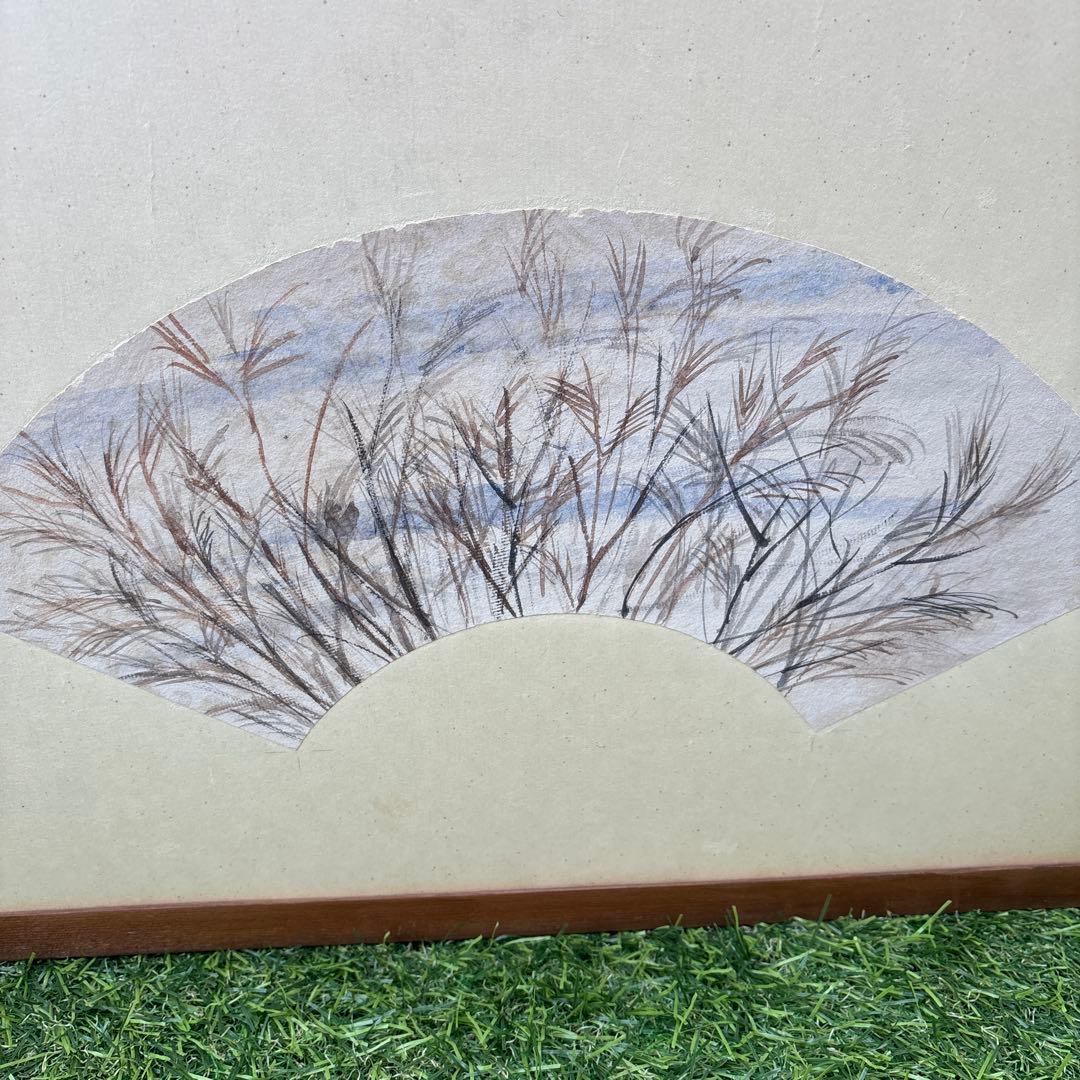 和風アート 扇形の絵画 4点セット