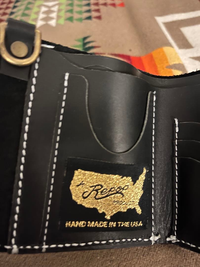 新品箱付き　キャプテンフィン　牛革　折り畳み財布　ウォレット　ブラック