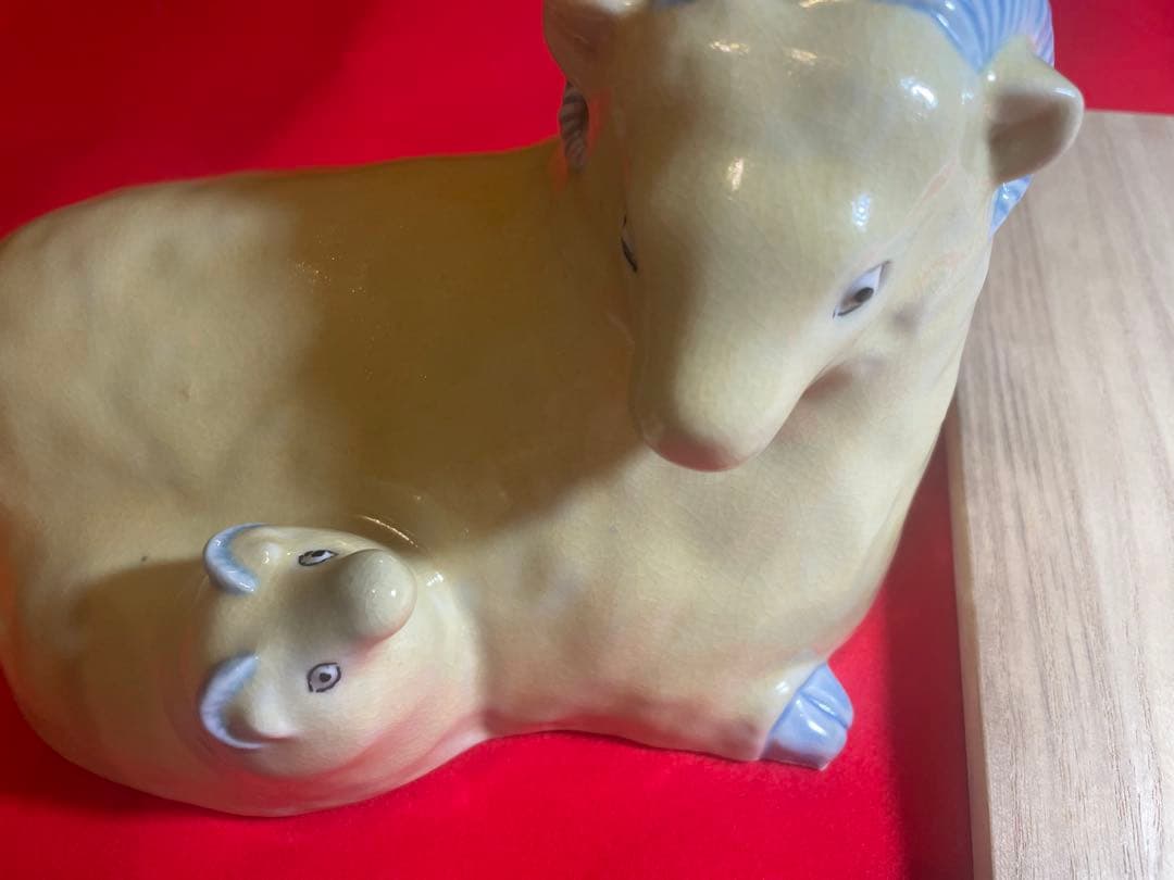 二代　浅蔵五十吉　九谷焼　干支　羊と子羊の陶器置物