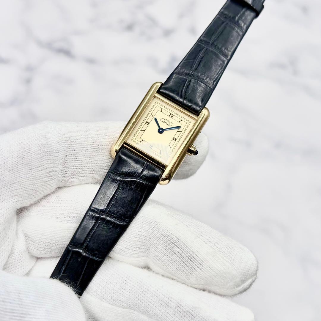 【OH済／極美】カルティエ マストタンク SM ヴェルメイユ 最高級クロコダイル