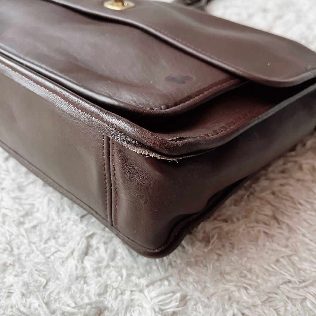 オールドコーチ USA製 ショルダーバッグ ブリーフケース ターンロック 茶系