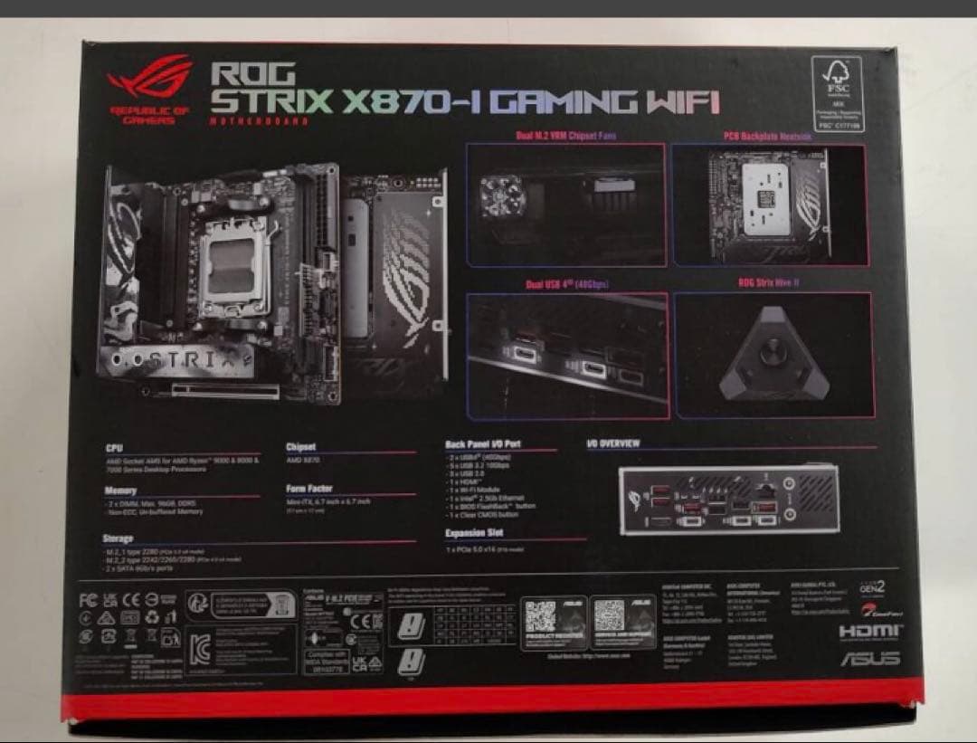 ASUS ROGSTRIX X870-I ITX マザーボード　AM5ハイエンド