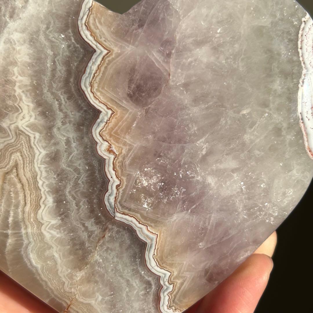 お洒落　アメジスト　アゲート　共生　ハート　台座付き