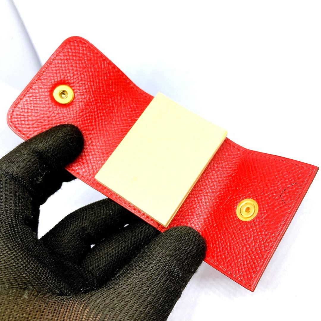 894 エルメス　ポストイットケース　エプソン　革　メモ帳　赤