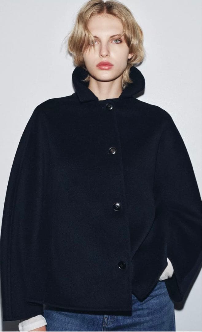 未使用【zara】フェイクファー襟ウールコート