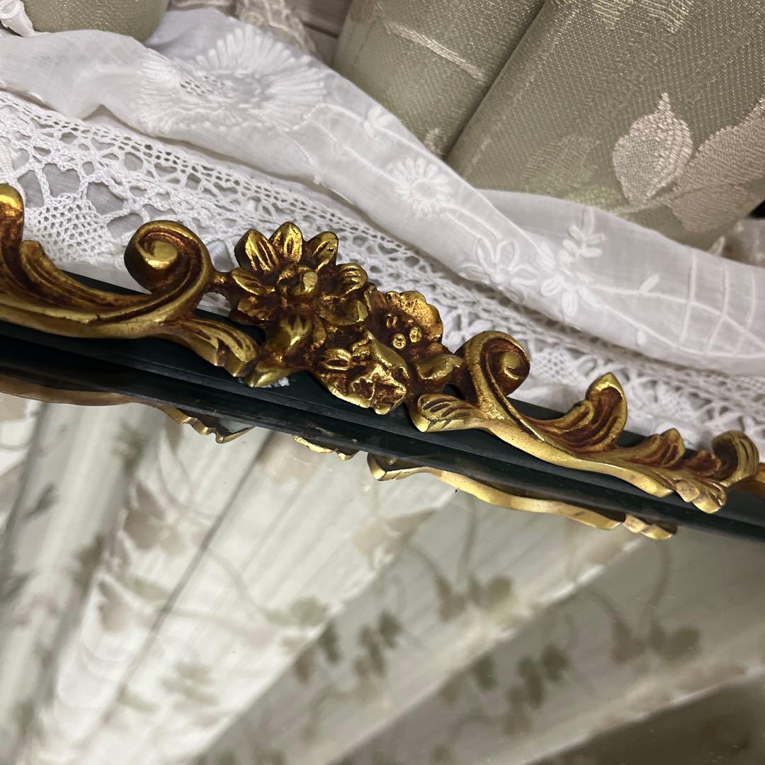 イギリス　ヴィンテージ　アイアンミラー　グリーン