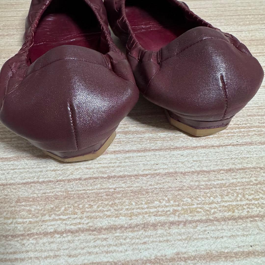 CHANEL バーガンディ バレエシューズ ココマーク フラット38.5