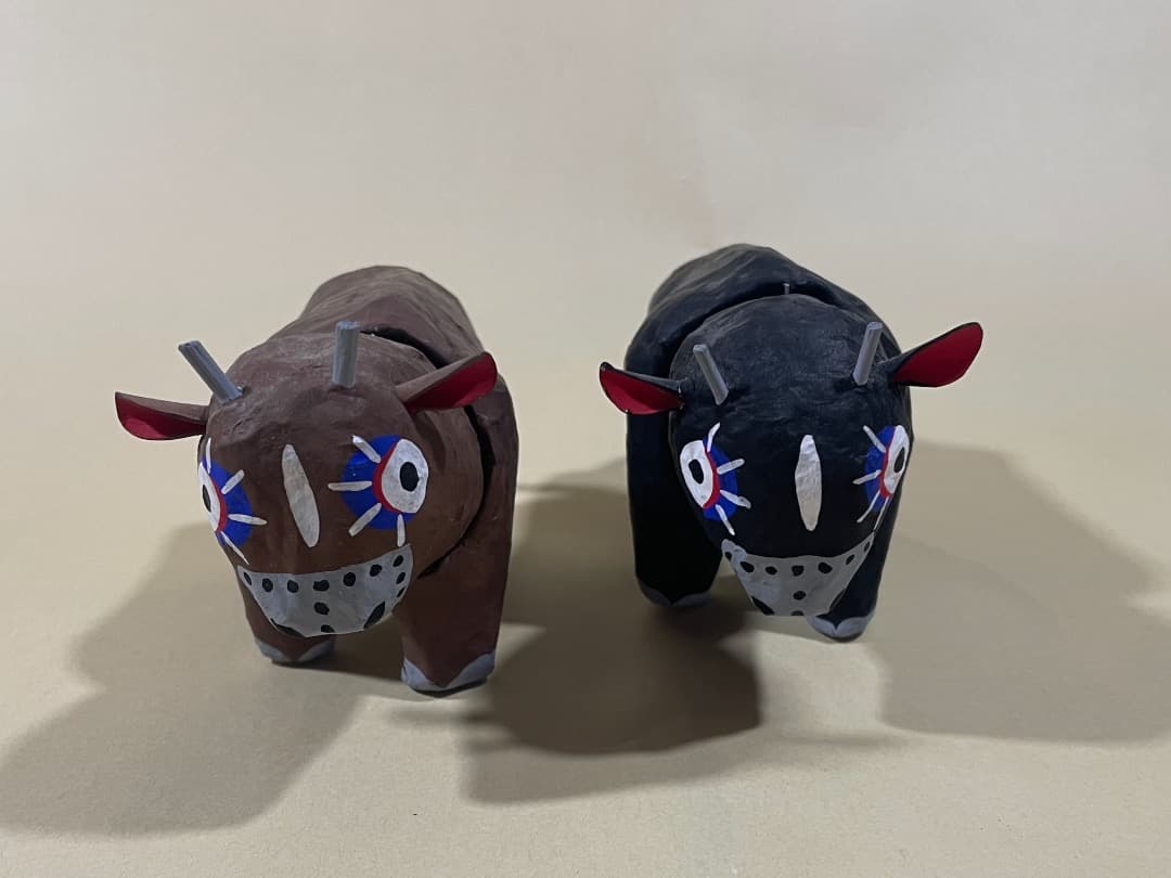 K157・琉球張子　闘牛（ウシアーシ）　郷土玩具、廃絶、民俗、伝統工芸