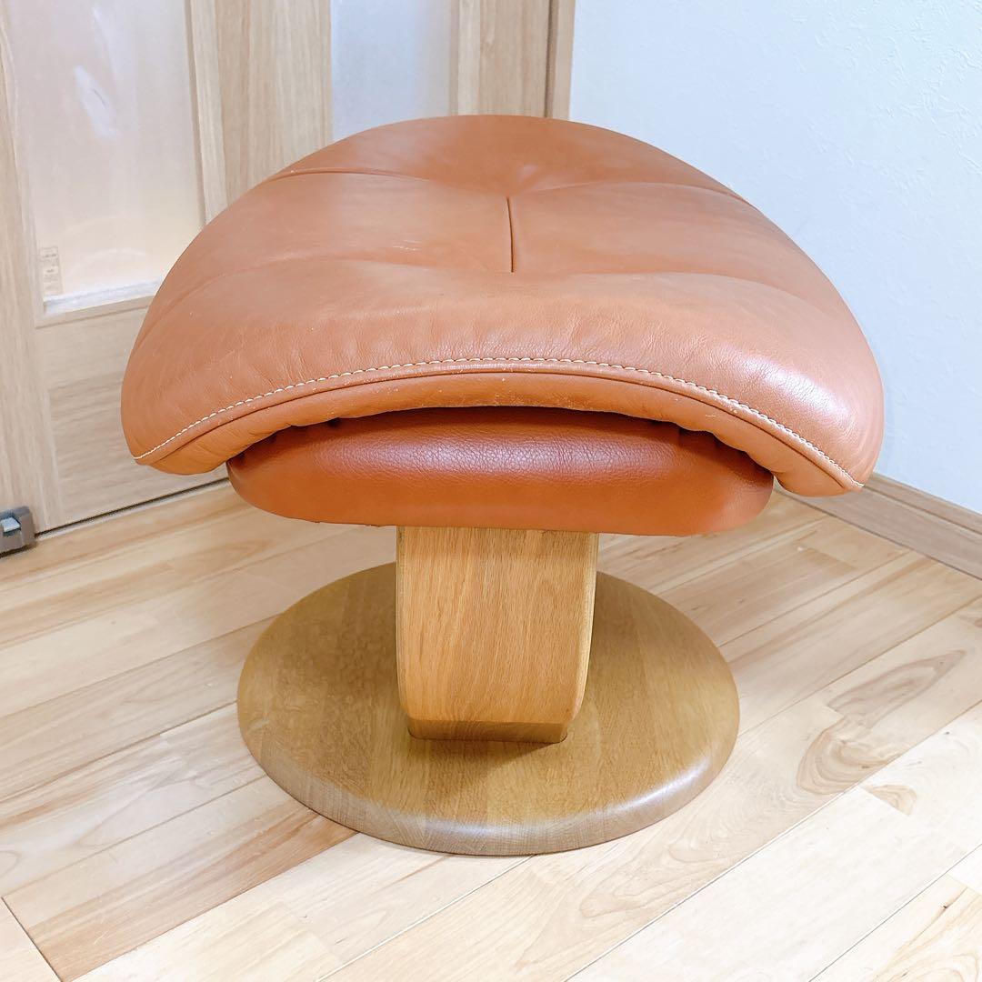 カリモク オットマン 本革 ブラウン 木製